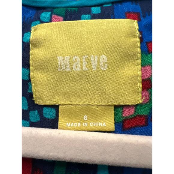 Maeve Women’s Geometric Print Artsy Button Down Blouse Top Size 6 Multicolor - Picture 4 of 5